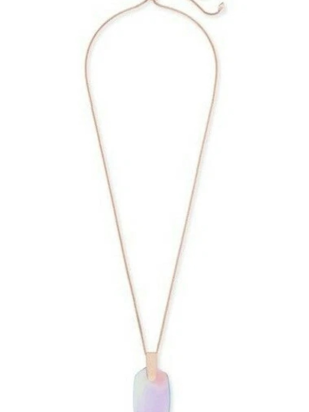 Kendra Scott Inez Prism Pendant Necklace Rose Gold Iridescent Dichroic Glass Adj